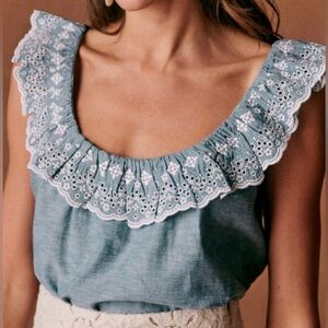 Sézane Rosa Blouse Size FR 40 / US 8 in Chambray